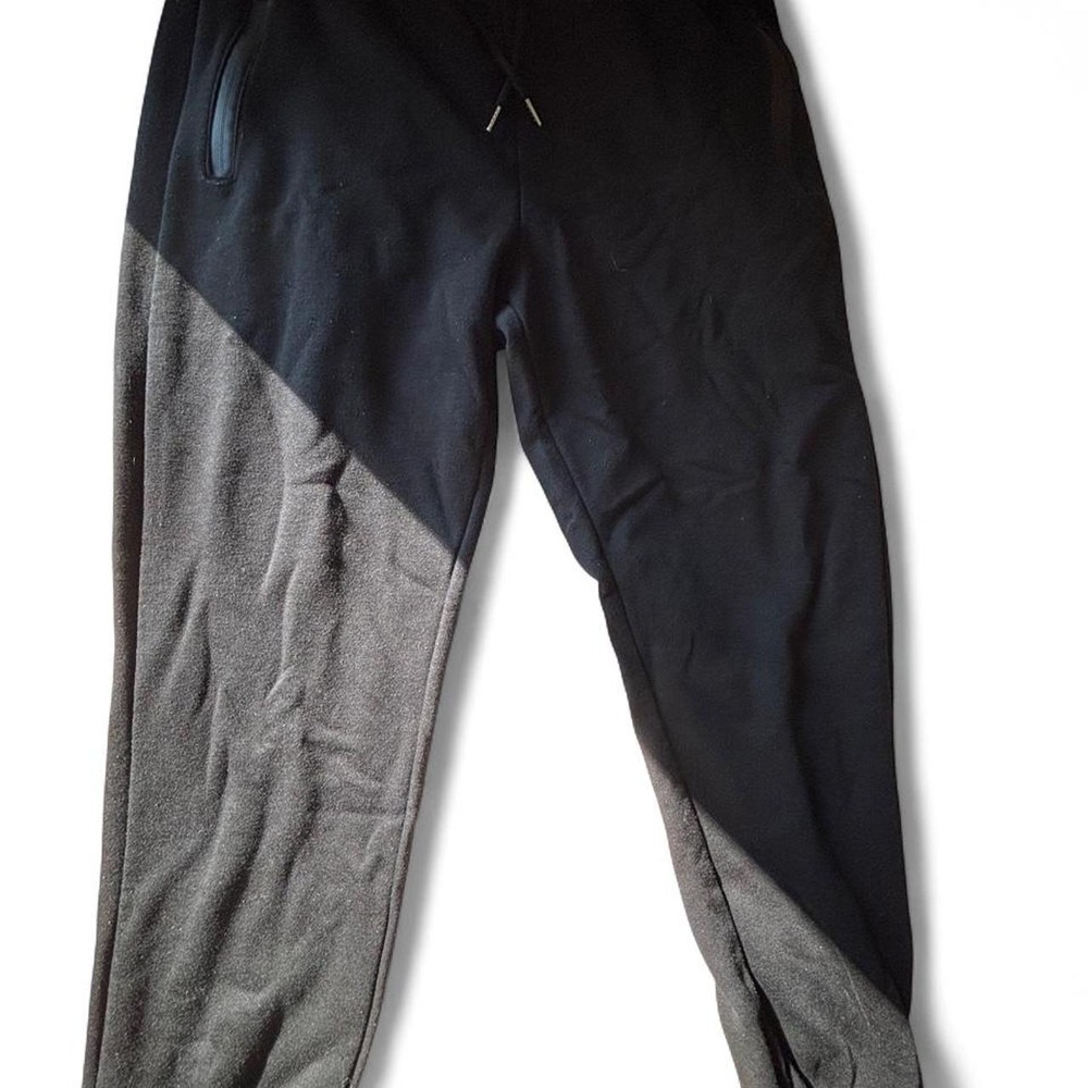 J.COME Mens Black Tech Fleece Zipper Pocket Joggers Size 2XL Sweatpants